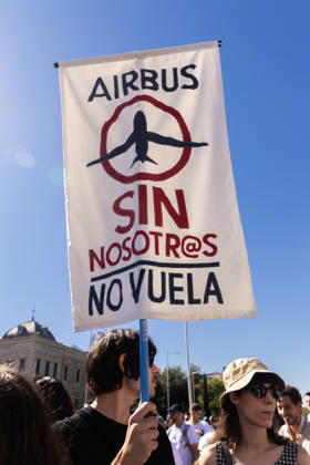 September 12, 2026, Madrid, Madrid, SPAIN: Airbus workers are demonstrating in Madrid. The protests stem from a deadlock in negotiations with company management over the new collective bargaining agreement. The workforce is demanding wage increases linked to the actual Consumer Price Index (CPI) to prevent a loss of purchasing power. They are also calling for guarantees regarding employment levels and the allocation of new workloads to ensure the long-term viability of the company s industrial plants in Spain. Madrid SPAIN - ZUMAl221 20260912_zip_l221_001 Copyright: xIgnacioxLopezxIsasmendix