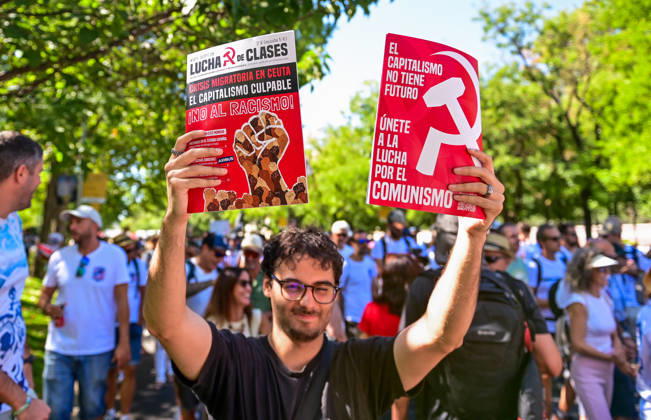 September 12, 2026, Madrid, Madrid, SPAIN: Workers from Airbus take part in a march for dignity at work in Madrid, organized by CGT Metal Madrid. The demonstration starts at Plaza de ColoÂ³n and proceeds along Paseo de la Castellana towards the Ministry of Industry. Workers demand dignity at work and defend their labor rights and working conditions. Madrid SPAIN  - ZUMAz108 20260912_znp_z108_060 Copyright: xRichardxZubelzux