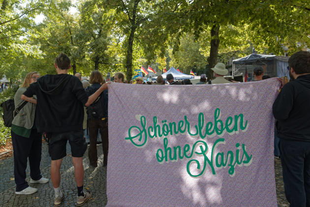 Neighborhood Protests Against AfD Campaign Rally September 12, 2026, Germany, Berlin Residents of the neighborhood around Klausenerplatz in Berlin s Charlottenburg district are protesting an AfD campaign rally