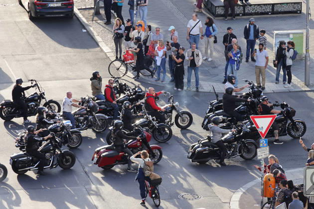 September 12, 2026, Berlin, Germany Freedom is our Religion. Under this slogan, hundreds of motorcyclists rode through Berlin to demonstrate against the abolition of freedom of association.