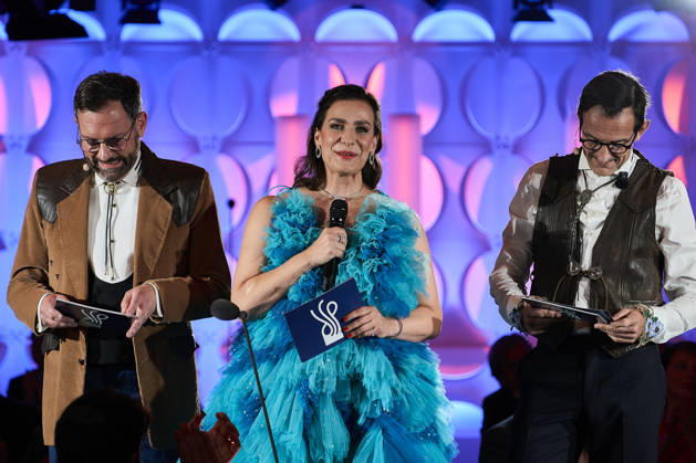 2026 German Acting Award: Hans Werner Meyer, Nadine Heidenreich, and Christian Senger Perform a Musical Number on Stage; Show Celebrating 15 Years of the German Acting Award and 20 Years of the BFFS; Pullman Berlin Schweizerhof; Date: September 11, 2026 Copyright: xEventpressx