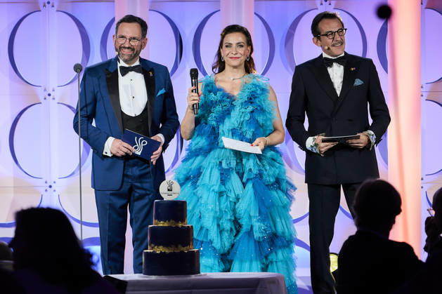 German Acting Award 2026: Hans Werner Meyer, Nadine Heidenreich, and Christian Senger Perform a Musical Number on Stage; Show Marking 15 Years of the German Acting Award and 20 Years of the BFFS; Pullman Berlin Schweizerhof; Date: September 11, 2026 Copyright: xEventpressx