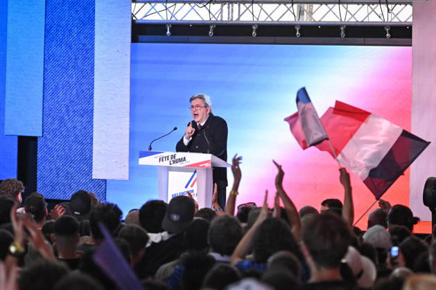 Fete de Humanite near Paris FA Founder of French leftist party La France Insoumise (LFI) Jean-Luc Melenchon delivers a speech as part of the annual Fete de l Humanite festival organised by the Communist newspaper L Humanite, in Le Plessis-Pate, south of Paris, on September 12, 2026. Photo by Firas Abdullah ABACAPRESS.COM Paris Ile-de-France France  Copyright: xAbdullahxFiras ABACAx