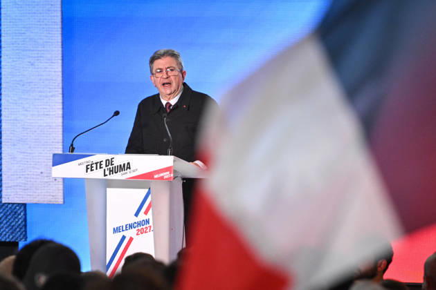 Fete de Humanite near Paris FA Founder of French leftist party La France Insoumise (LFI) Jean-Luc Melenchon delivers a speech as part of the annual Fete de l Humanite festival organised by the Communist newspaper L Humanite, in Le Plessis-Pate, south of Paris, on September 12, 2026. Photo by Firas Abdullah ABACAPRESS.COM Paris Ile-de-France France  Copyright: xAbdullahxFiras ABACAx