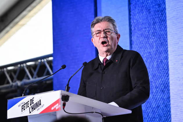 Fete de Humanite near Paris FA Founder of French leftist party La France Insoumise (LFI) Jean-Luc Melenchon delivers a speech as part of the annual Fete de l Humanite festival organised by the Communist newspaper L Humanite, in Le Plessis-Pate, south of Paris, on September 12, 2026. Photo by Firas Abdullah ABACAPRESS.COM Paris Ile-de-France France  Copyright: xAbdullahxFiras ABACAx