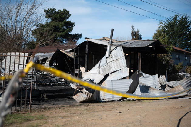 (260912) -- ARAUCANIA, Sept. 12, 2026 -- This photo shows the scene of a fire in Pitrufquen, in the Araucania Region of southern Chile, on Sept. 12, 2026. At least 16 people were killed after a fire broke out on Friday evening at a nursing home in southern Chile, local media reported on Saturday. CHILE-ARAUCANIA-NURSING HOME-FIRE ZhouxJiayi 