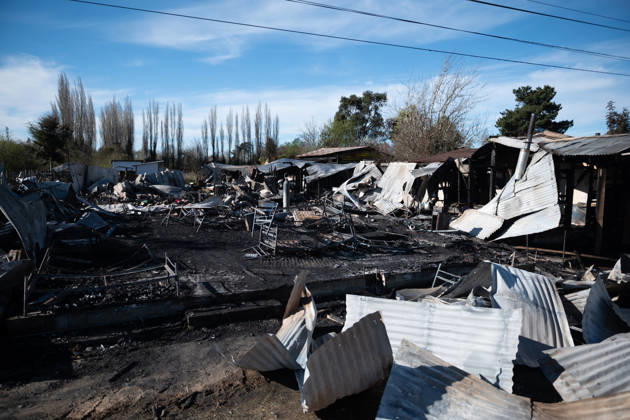 (260912) -- ARAUCANIA, Sept. 12, 2026 -- This photo shows the scene of a fire in Pitrufquen, in the Araucania Region of southern Chile, on Sept. 12, 2026. At least 16 people were killed after a fire broke out on Friday evening at a nursing home in southern Chile, local media reported on Saturday. CHILE-ARAUCANIA-NURSING HOME-FIRE ZhouxJiayi 