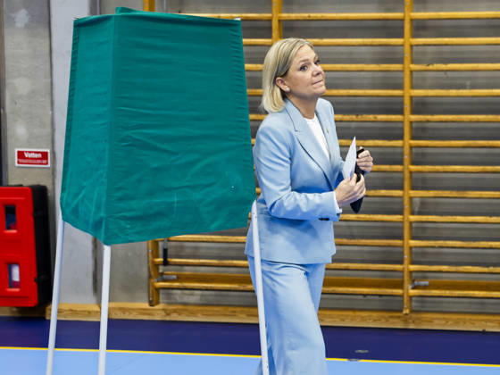 Social Democratic Party leader Magdalena Andersson votes at a polling station in Nacka, Sweden, on Election Day, September 13, 2026. STOCKHOLM, SWEDEN x60160x  Copyright: xStefanxJerrevang TTx SWEDEN GENERAL ELECTIONS 2026 ywmwUPBZ4Ho