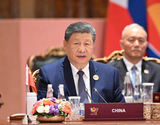 (260913) -- NEW DELHI, Sept. 13, 2026 -- Chinese President Xi Jinping delivers a speech when attending the second day of the 18th BRICS Summit in New Delhi, India, Sept. 13, 2026. ) INDIA-NEW DELHI-CHINA-XI JINPING-BRICS SUMMIT-SECOND DAY YanxYan 