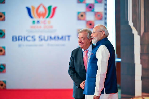 RECORD DATE NOT STATED PM Modi shakes hands one by one with BRICS and partner countries leaders on Day 2 of the 18th BRICS Summit 2026 New Delhi, Sep 13 (ANI): Prime Minister Narendra Modi shakes hands one by one with BRICS and partner countries leaders on Day 2 of the 18th BRICS Summit 2026 at Bharat Mandapam, in New Delhi on Sunday. (DPR PMO ANI Photo) Delhi New Delhi India Copyright: xANIx ANI_20260913090