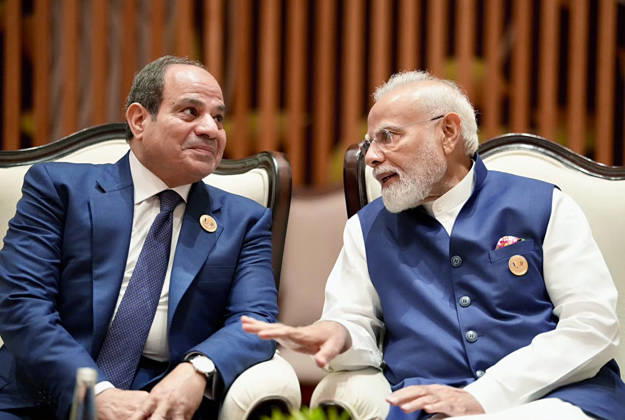 RECORD DATE NOT STATED PM Modi interacts with President of Egypt, Abdel Fattah El-Sisi, during the 18th BRICS Summit New Delhi, Sep 13 (ANI): Prime Minister Narendra Modi interacts with President of Egypt Abdel Fattah El-Sisi during the 18th BRICS Summit at Bharat Mandapam, in New Delhi on Sunday. (@narendramodi X ANI Photo) NEW DELHI Delhi India Copyright: xANIx ANI_20260913164