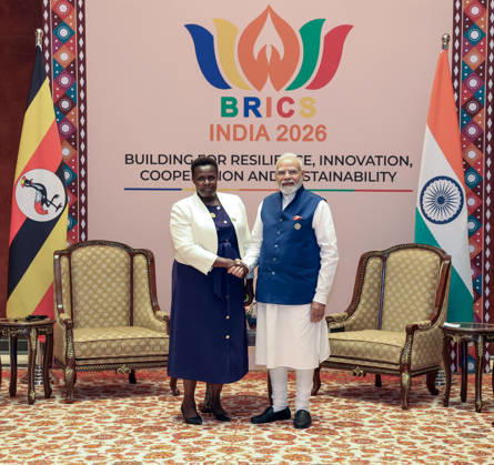 RECORD DATE NOT STATED PM Modi meets Uganda Vice President Jessica Alupo New Delhi, Sep 13 (ANI): Prime Minister Narendra Modi meets Uganda Vice President Jessica Alupo on the sidelines of the 18th BRICS Summit, at Bharat Mandapam in New Delhi on Sunday. (Narendra Modi Photo Gallery ANI Photo) NEW DELHI Delhi India Copyright: xANIx ANI_20260913229