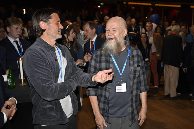 STOCKHOLM, SWEDEN 20260913 Martin Melin (L) and Alexander Bard at the Liberal Party’s election night watch at the Vasa Theater, Vasagatan, STOCKHOLM, SWEDEN x10040x  Copyright: xAndersxWiklund TTx VAL 2026 VALVAKA L ykIiXgUd0yM