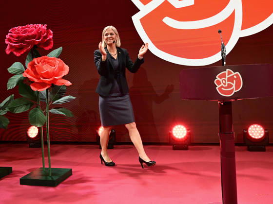 STOCKHOLM, SWEDEN 20260913 Social Democratic Party leader Magdalena Andersson S speaks during the Social Democrats election night watch at the Stockholm Waterfront Conference Center STOCKHOLM SWEDEN x10030x  Copyright: xJonasxEkströmer TTx VAL 2026 VALVAKA S gZ9ZwMX4nl4
