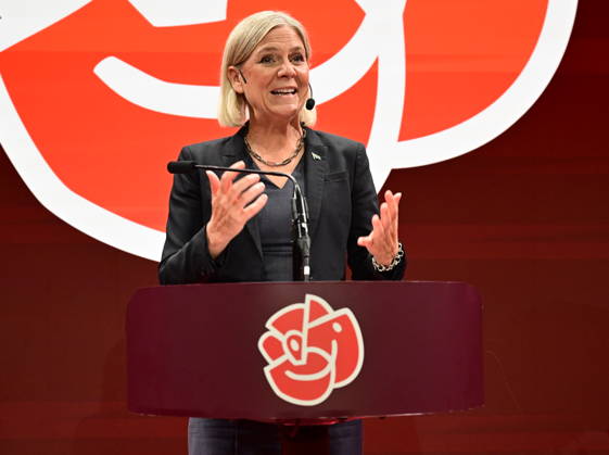 STOCKHOLM, SWEDEN 20260913 Social Democratic Party leader Magdalena Andersson speaks during the Social Democrats election night watch at the Stockholm Waterfront Conference Center STOCKHOLM, SWEDEN x10030x  Copyright: xJonasxEkströmer TTx VAL 2026 VALVAKA S nXQ9BYJls6k