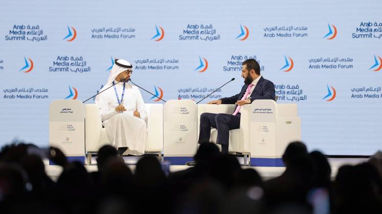 Syrian President Ahmed al-Sharaa Addresses Arab Media Summit in Dubai Syrian President Ahmed al-Sharaa speaks as a keynote participant during the opening of the 24th Arab Media Summit 2026 in Dubai, United Arab Emirates, on September 15, 2026. Al-Sharaa took part in a dialogue session titled Syria of the Future. . Photo by Syrian Presidency apaimages Syria Syria Syrian Arab Republic 150926_UAE_SPO_00(1) Copyright: xapaimagesxSyrianxPresidencyx xapaimagesx