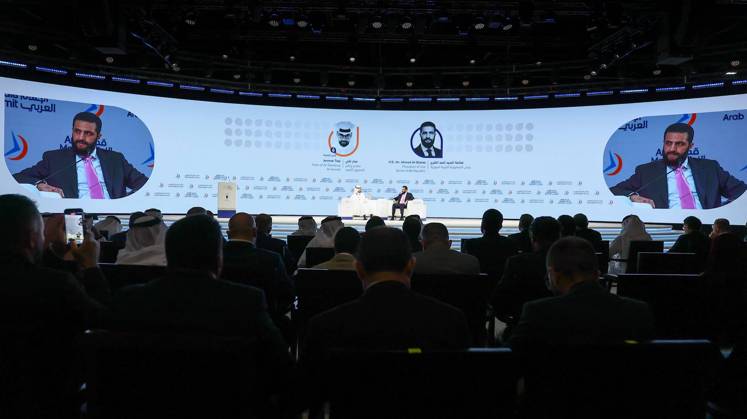 Syrian President Ahmed al-Sharaa Addresses Arab Media Summit in Dubai Syrian President Ahmed al-Sharaa speaks as a keynote participant during the opening of the 24th Arab Media Summit 2026 in Dubai, United Arab Emirates, on September 15, 2026. Al-Sharaa took part in a dialogue session titled Syria of the Future. . Photo by Syrian Presidency apaimages Syria Syria Syrian Arab Republic 150926_UAE_SPO_00(5) Copyright: xapaimagesxSyrianxPresidencyx xapaimagesx