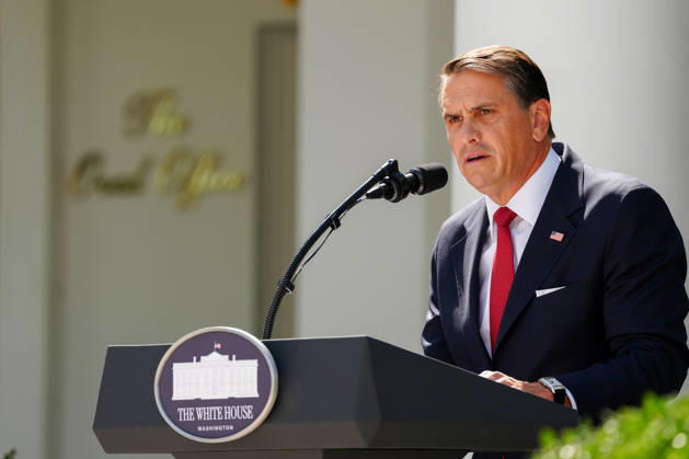 US Attorney General Todd Blanche speaks during a news conference in the Rose Garden of the White House in Washington, DC, on Tuesday, September 15, 2026. Blanche on Tuesday said he prefers a restrained approach to taking enforcement action against artificial intelligence companies and executives amid a rising debate over the risks of the cutting-edge technology.  WASP2026091501 AaronxSchwartz