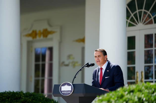 US Attorney General Todd Blanche speaks during a news conference in the Rose Garden of the White House in Washington, DC, on Tuesday, September 15, 2026. Blanche on Tuesday said he prefers a restrained approach to taking enforcement action against artificial intelligence companies and executives amid a rising debate over the risks of the cutting-edge technology.  WASP2026091503 AaronxSchwartz