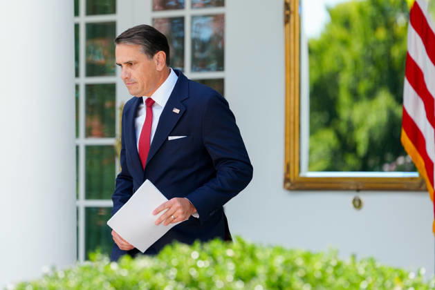 US Attorney General Todd Blanche arrives for a news conference in the Rose Garden of the White House in Washington, DC, on Tuesday, September 15, 2026. Blanche on Tuesday said he prefers a restrained approach to taking enforcement action against artificial intelligence companies and executives amid a rising debate over the risks of the cutting-edge technology.  WASP2026091505 AaronxSchwartz