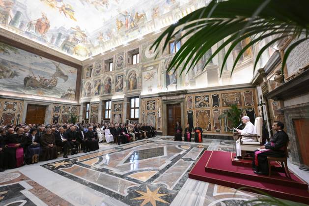PRIVATE AUDIENCE_PAPA_2026 Italy,Rome, Vatican, 2026 9 16 Pope Leo XIV receives in a private audience participants in the academic conference organized by the Congregation for the Causes of Saints at the Vatican . EDITORIAL USE ONLY - NO BOOKS Copyright: xVATICANxMEDIA xCatholicxPressxPhotox