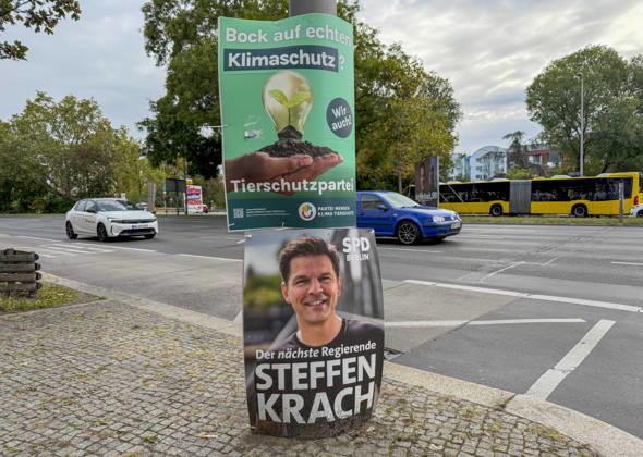 Ahead of Berlin House of Representatives election BERLIN, GERMANY - SEPTEMBER 19: Election campaign posters featuring political parties and candidates are displayed on streets across the city ahead of the Berlin House of Representatives election to be held in Berlin, Germany, on September 19, 2026. Halil Sagirkaya Anadolu Berlin Germany. Editorial use only. Please get in touch for any other usage.  Copyright: x2026xAnadoluxHalilxSagirkayax