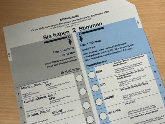 September 20, 2026, Ballot for the 2026 House of Representatives election, in the Marzahn-Hellersdorf district, District 4, Berlin, Germany