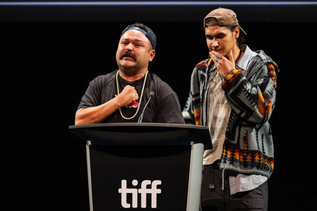 September 20, 2026, Toronto, On, Canada: Cody Lightning, left, and Isaiah Kakepetum receive the Best Canadian Discovery Award for Smudge the Blades during the TIFF Awards at the Toronto International Film Festival in Toronto, on Sunday, Sept. 20, 2026. Toronto Canada  - ZUMAc35_ 20260920_zaf_c35_159 Copyright: xLauraxProctorx