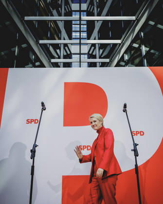Manuela Schwesig, Minister-President and the SPD’s lead candidate for the state election in Mecklenburg-Western Pomerania, photographed during a press conference in response to the state election in Mecklenburg-Weste Copyright: xFlorianxGaertnerx