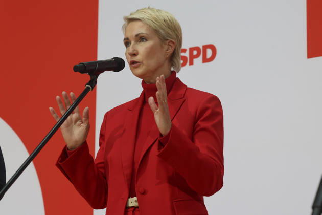 Manuela Schwesig at the press conference following the state elections in Berlin and Mecklenburg-Western Pomerania at the Willy Brandt House on September 21, 2026; SPD leadership at the press conference following the state elections in Berlin