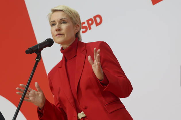 Manuela Schwesig at the press conference following the state elections in Berlin and Mecklenburg-Western Pomerania at the Willy Brandt House on September 21, 2026; SPD leadership at the press conference following the state elections in Berlin