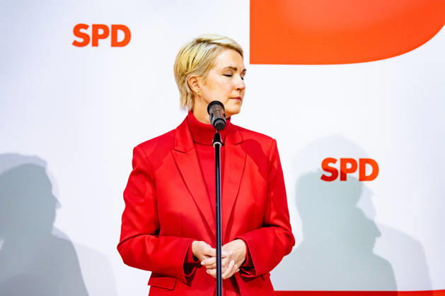 Manuela Schwesig, the SPD s top candidate in Mecklenburg-Western Pomerania, at a press conference at the Willy Brandt House in Berlin on September 21, 2026: Reactions to the state elections in Mecklenburg-Western Pomerania and Berlin