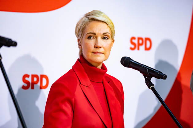 Manuela Schwesig, the SPD s top candidate in Mecklenburg-Western Pomerania, at a press conference at the Willy Brandt House in Berlin on September 21, 2026: Reactions to the state elections in Mecklenburg-Western Pomerania and Berlin