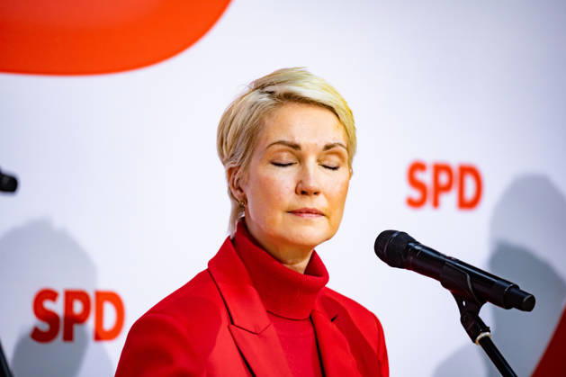 Manuela Schwesig, the SPD s top candidate in Mecklenburg-Western Pomerania, at a press conference at the Willy Brandt House in Berlin on September 21, 2026: Reactions to the state elections in Mecklenburg-Western Pomerania and Berlin