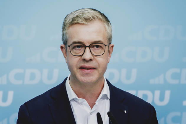 Stefan Evers, the CDU s top candidate for the Berlin House of Representatives election, photographed during a press conference in response to the state election in Mecklenburg-Western Pomerania and the Berlin House of Representatives election, September 21, Copyright: xFlorianxGaertnerx
