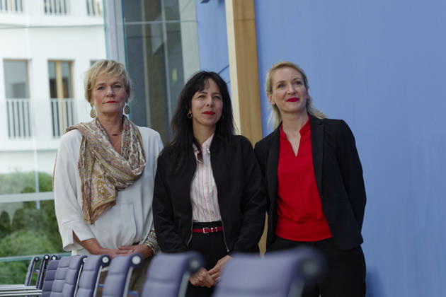 AfD Post-Election Analysis: Mecklenburg-Western Pomerania and Berlin, September 21, 2026, Germany, Berlin Federal Press Conference: Recap of the state election in Mecklenburg-Western Pomerania and the election to the Berlin House of Representatives by the party Die Linke. Pictured from left: Simone Oldeburg, lead candida