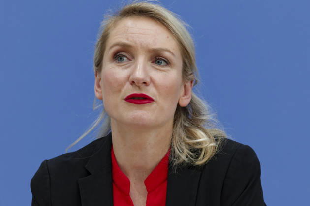AfD Post-Election Analysis: Mecklenburg-Western Pomerania and Berlin, September 21, 2026, Germany, Berlin, Federal Press Conference: Analysis of the state election in Mecklenburg-Western Pomerania and the election to the Berlin House of Representatives by the party Die Linke. Pictured: Ines Schwerdtner, chairwoman of the party Die Linke