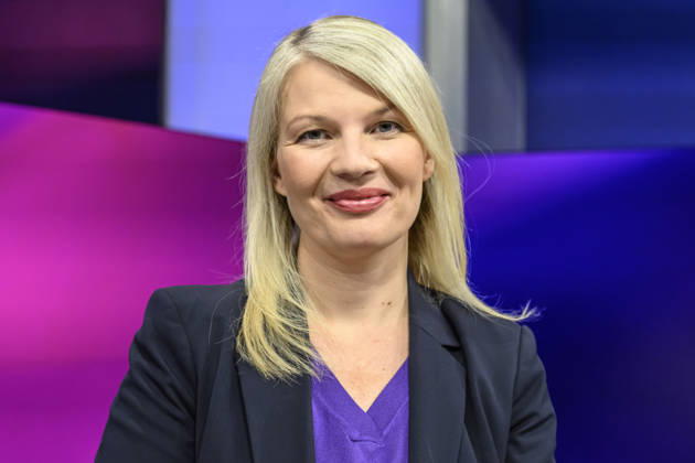 In the photo, from left: Annett Meiritz, Handelsblatt, GER, Berlin, studio, guest on Maischberger, political talk show, TV, program, with host Sandra Maischberger, Das Erste, from Studio 20 in Adlershof, September 21, 2026, Copyright: HMBxMedia UwexKoch