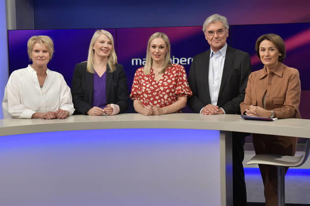Susanne Gaschke, Annett Meiritz, Ruth Moschner, Joe Kaeser, and Sandra Maischberger on the ARD talk show *maischberger* at the studio in Berlin-Adlershof, Berlin, September 2, 2026 Foto:xM.xBehrensx xFuturexImagex maischberger2109_6902