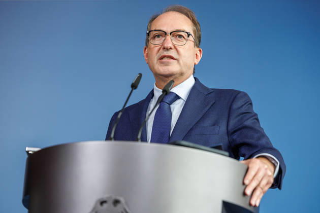 Statement by Federal Minister of the Interior Dobrindt at a press conference on the Action Plan Against Social Benefit Fraud, featuring Federal Minister of the Interior Alexander Dobrindt and State Secretary Leonie Gebers (SPD) on September 23, 2026, in Berlin. Alexander Dobrindt addresses those in attendance. Berlin, Berlin, Germany, Federal Ministry of the Interior