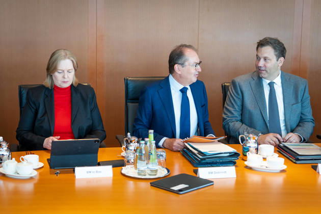Cabinet meeting, Federal Government, Kickoff, Cabinet meeting, Federal Government, Lars Klingbeil, Federal Minister of Finance, Vice Chancellor, Alexander Dobrindt, Federal Minister of the Interior, Bärbel Bas, Federal Minister of Labor and Social Affairs, Berlin, Berlin, GER