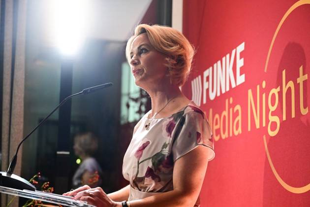 FUNKE Media Night ** FOR EDITORIAL USE ONLY ** EDITORIAL USE ONLY ** p Media Night at Stue, Julia Becker, publisher of the Funke Media Group, photographed on September 23, 2026, in Berlin Berlin Berlin Berlin Copyright MaurizioxGambarini Copyright: MaurizioxGambarini doc87qbzgb88exj896oqq2 ,EDITORIAL USE ONLY Copyright: MaurizioxGambarini