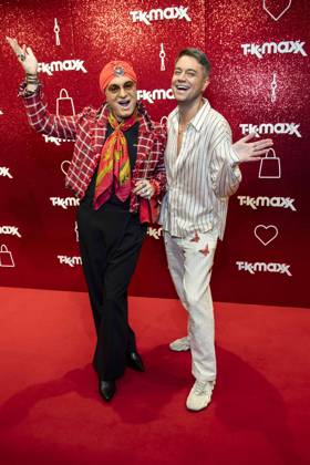 ABB TKMAXX Julian F. M. Stoeckel and Marcell Damaschke appeared on the red carpet at the grand reopening of the TK Maxx store on Alexanderplatz on September 24, 2026, in Berlin, Germany