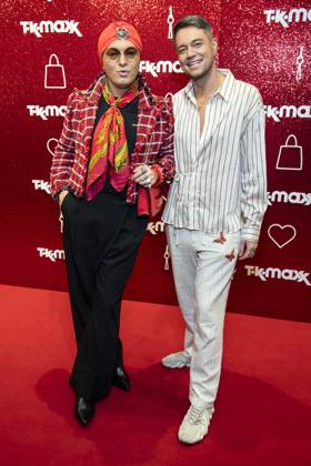 ABB TKMAXX Julian F. M. Stoeckel and Marcell Damaschke appeared on the red carpet at the grand reopening of the TK Maxx store on Alexanderplatz on September 24, 2026, in Berlin, Germany