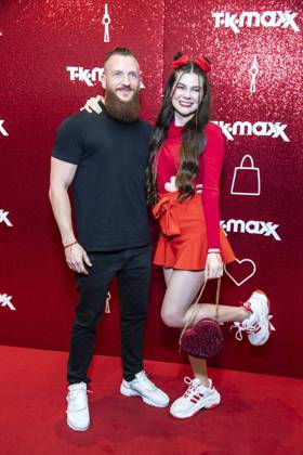 ABB TKMAXX Toni Adriano Ammirabile and Klaudia Giez appear on the red carpet at the grand reopening of the TK Maxx store on Alexanderplatz on September 24, 2026, in Berlin, Germany
