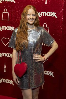 ABB TKMAXX Barbara Meier on the red carpet at the grand reopening of the TK Maxx store on Alexanderplatz on September 24, 2026, in Berlin, Germany
