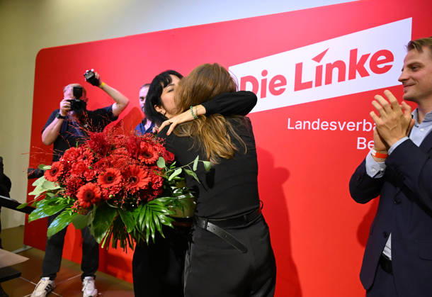 Die Linke Berlin Party Conference in Berlin BERLIN, GERMANY - SEPTEMBER 25: Party members take part in the extraordinary session of the 10th State Party Congress of the Die Linke (The Left Party) to assess the election results in Berlin on September 25, 2026. Mayor candidate Elif Eralp also took part in the conference. Volodymyr Sindieiev Anadolu Berlin Germany. Editorial use only. Please get in touch for any other usage. Copyright: x2026xAnadoluxVolodymyrxSindieievx