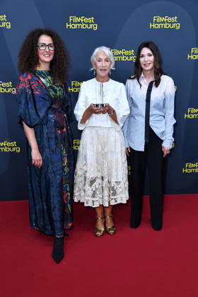 Malika Rabahallah, Helen Mirren, and Iris Berben at the ceremony honoring Helen Mirren with the Douglas Sirk Award in Hamburg on September 29, 2026