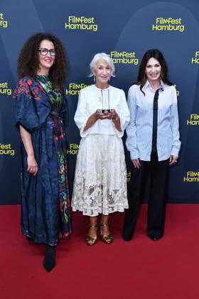Malika Rabahallah, Helen Mirren, and Iris Berben at the ceremony to present the Douglas Sirk Award to Helen Mirren in Hamburg on September 29, 2026