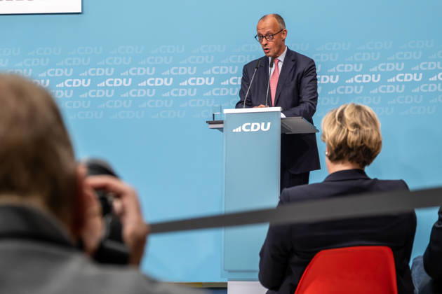 Chancellor Friedrich Merz at the CDU s final campaign rally ahead of the upcoming Berlin House of Representatives election at the Konrad Adenauer House in Berlin Campaigning in Berlin sp2026091756700